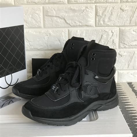 chanel running shoes black|chanel sneakers high top.